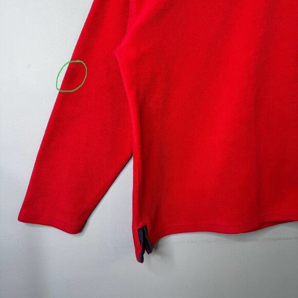 VTG Tommy Hilfiger Jeans Red Fleece 1/4 Zip Pullover Jacket Sweatshirt Mens Sz L - Picture 7 of 12
